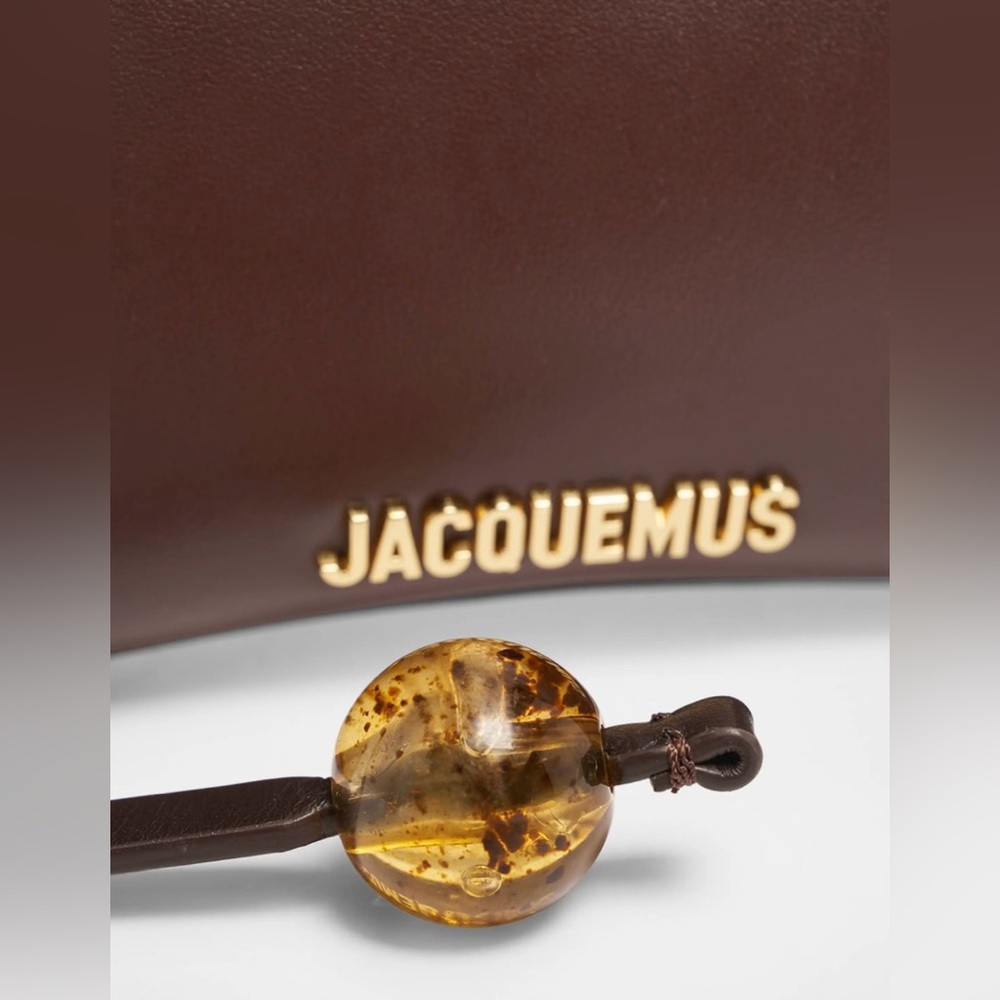Jacquemus Brown Leather Shoulder Bag with Amber Bead Accents - Picture 5 of 8